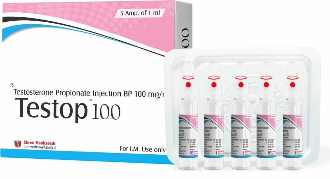 TESTOP - 테스토스테론 프로피오네이트 100mg/ml(5amps x 1ml) - Shree Venkatesh