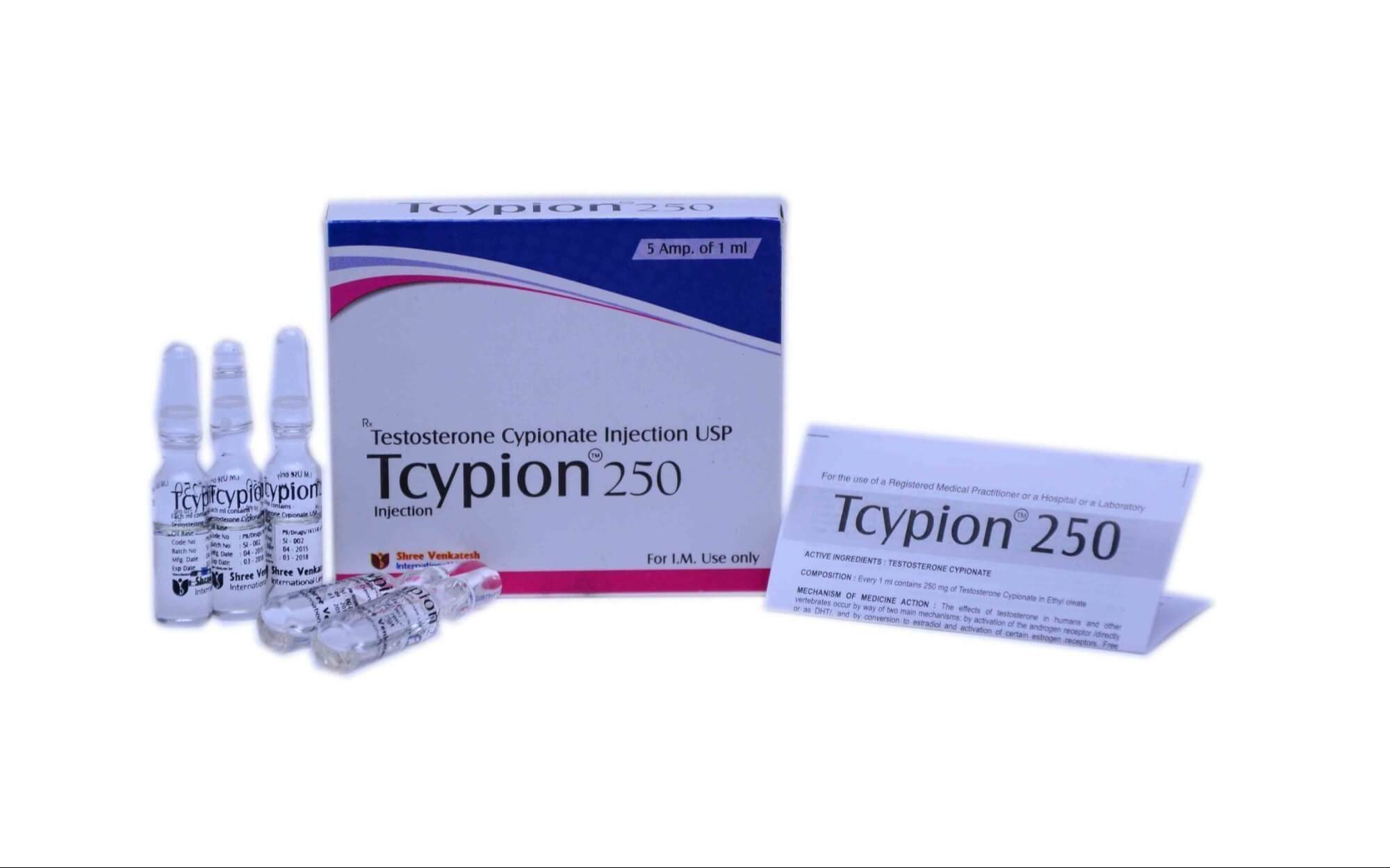 TCYPION - 테스토스테론 시피오네이트 250mg/ml (1ml 앰플 5개입) - 슈리 벤카테시